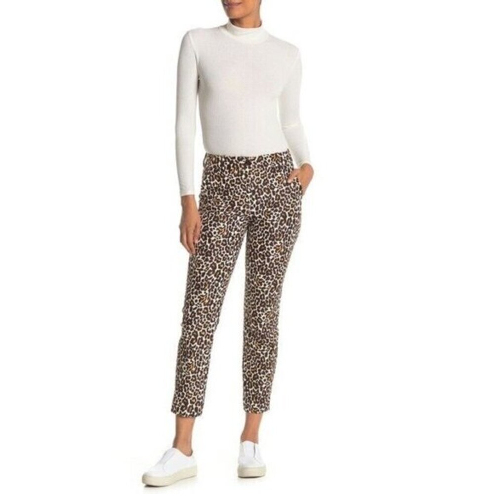 J.Crew Pants Leopard Print Slim Mid-Rise Stretch Pant Ankle Crop SZ 6 New